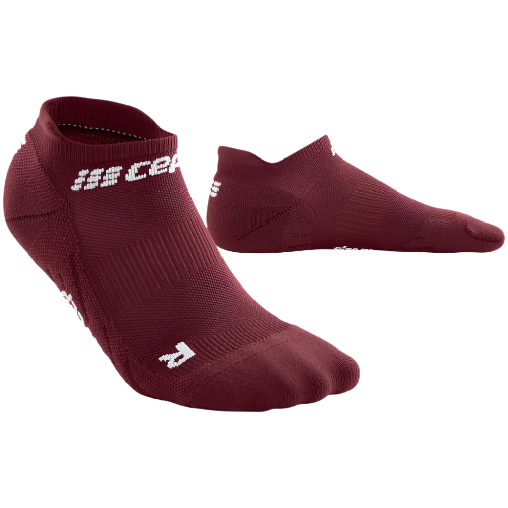 Women's CEP The Run Sock 4.0 No Show. Dark Red.