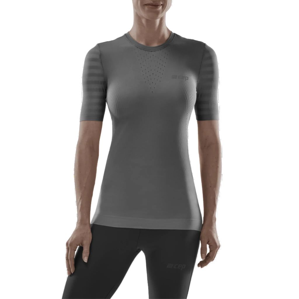 Women's CEP Ultralight Short Sleeve. Grey. Front view.