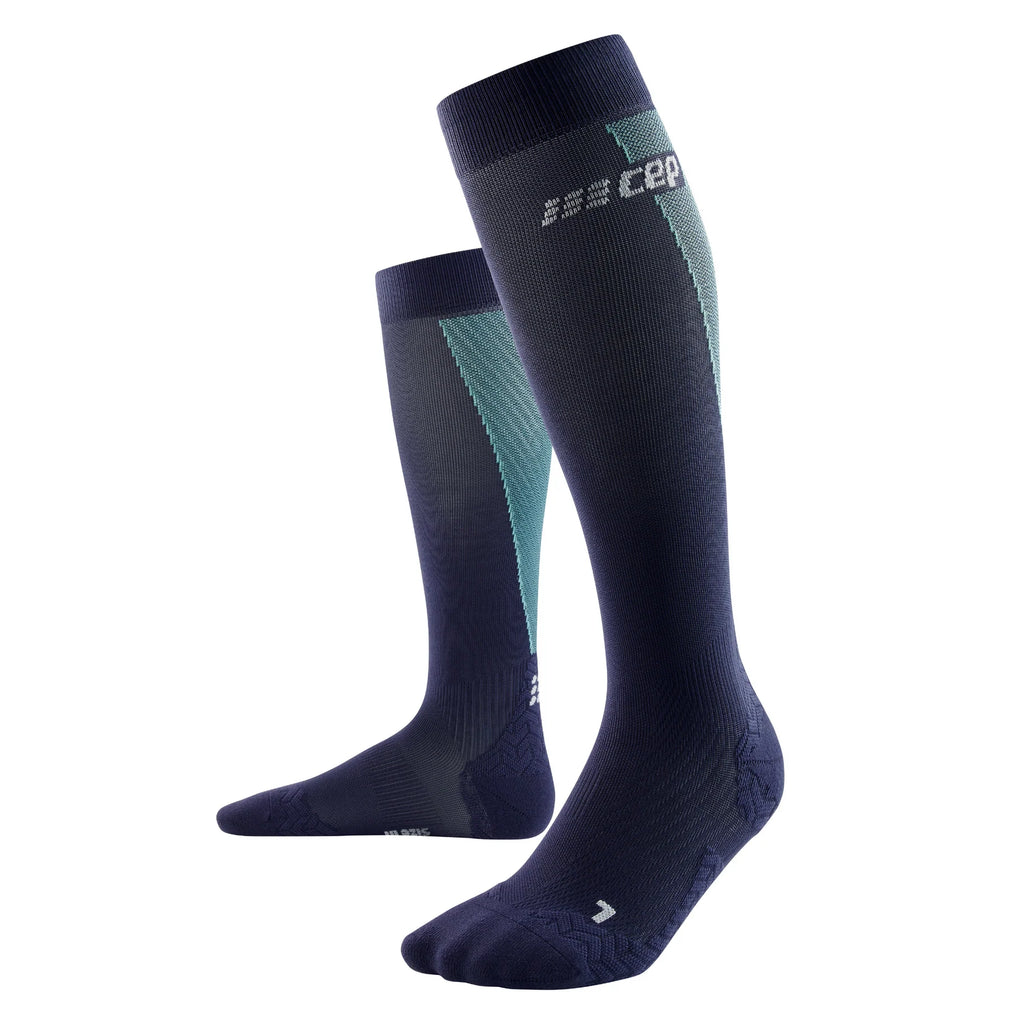 Women's CEP Ultralight Compression Socks. Blue. Lateral view.