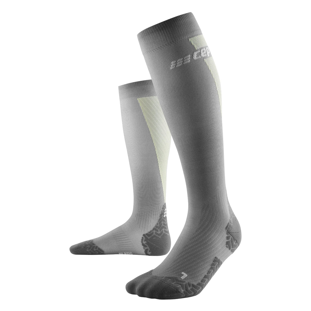 Women's CEP Ultralight Compression Socks. Grey. Lateral view.