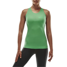 CEP Ultralight Run Tank Top Womens. Green. Front view on model.