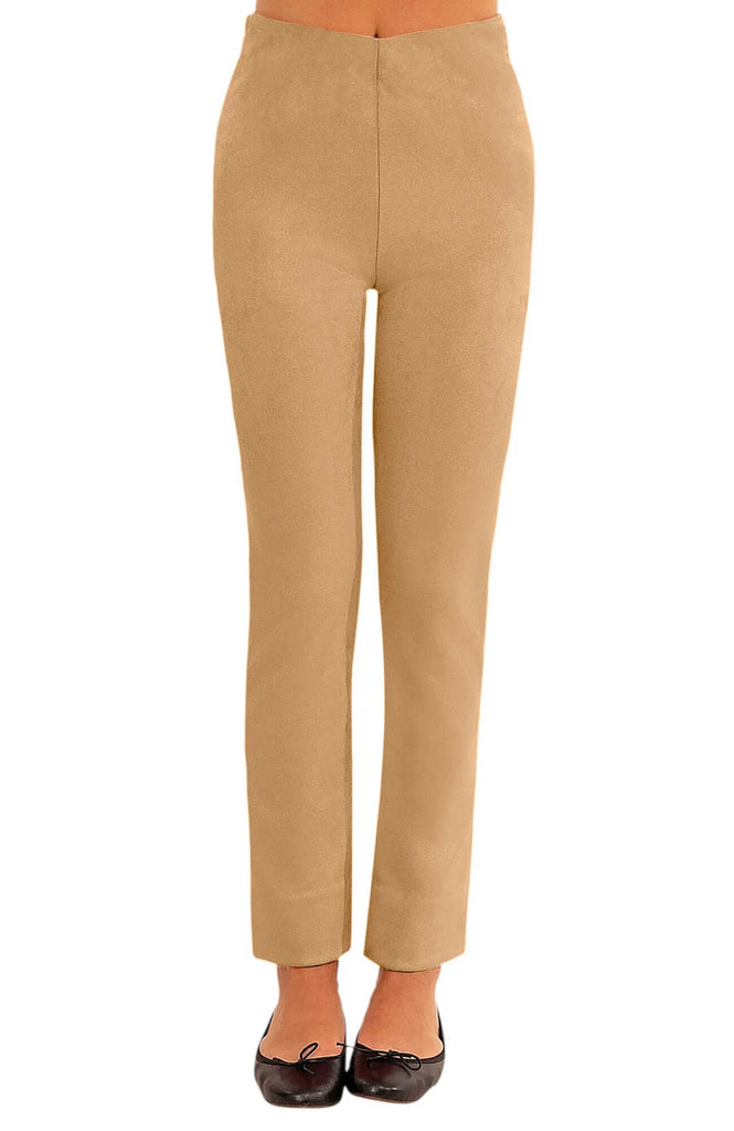 Gretchen Scot GripeLess Pull On Pants. Ultra Suede. Beige.