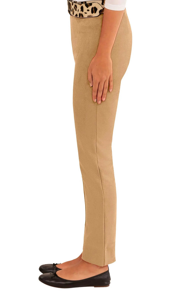 Gretchen Scot GripeLess Pull On Pants. Ultra Suede. Beige.