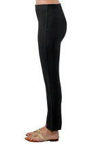 Women's Gretchen Scott Pull On Pant Silky Velvet. Black colorway. Side view.