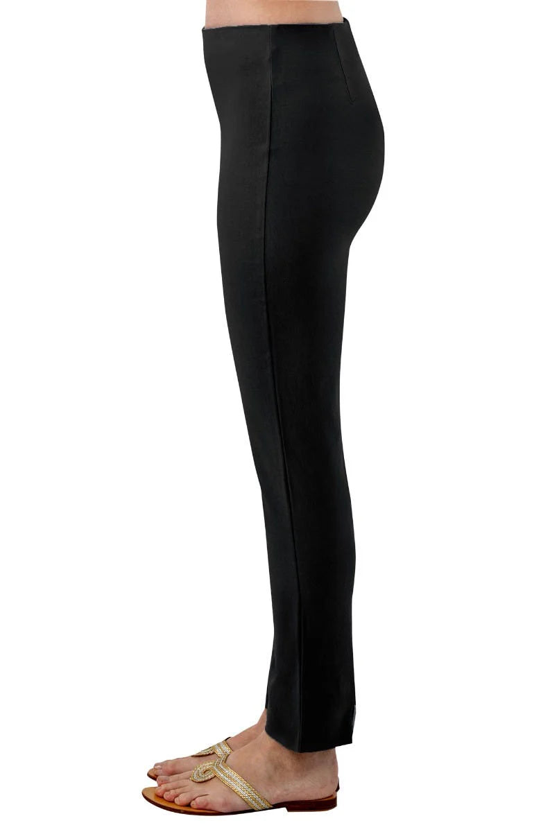 Women's Gretchen Scott Pull On Pant Silky Velvet. Black colorway. Side view.
