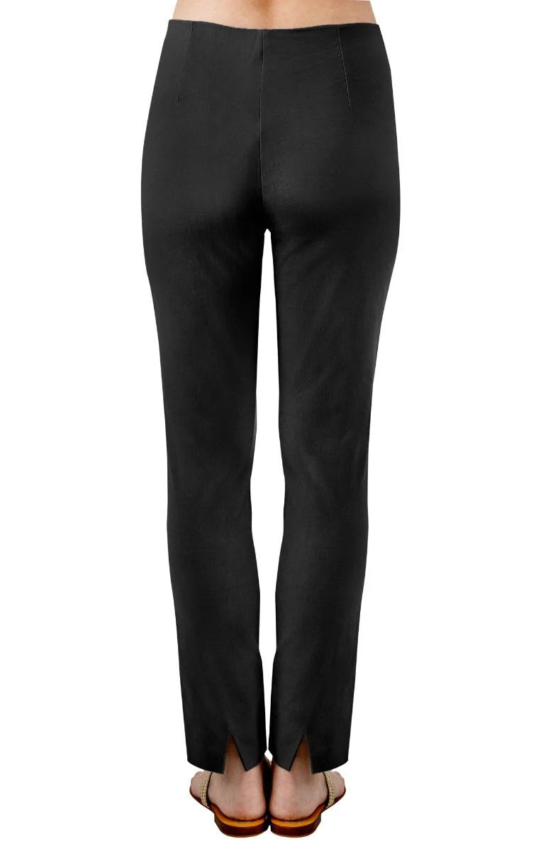 Women's Gretchen Scott Pull On Pant Silky Velvet. Black colorway. Back view.