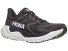Women's HOKA Arahi 8 in Black/White, lateral view.