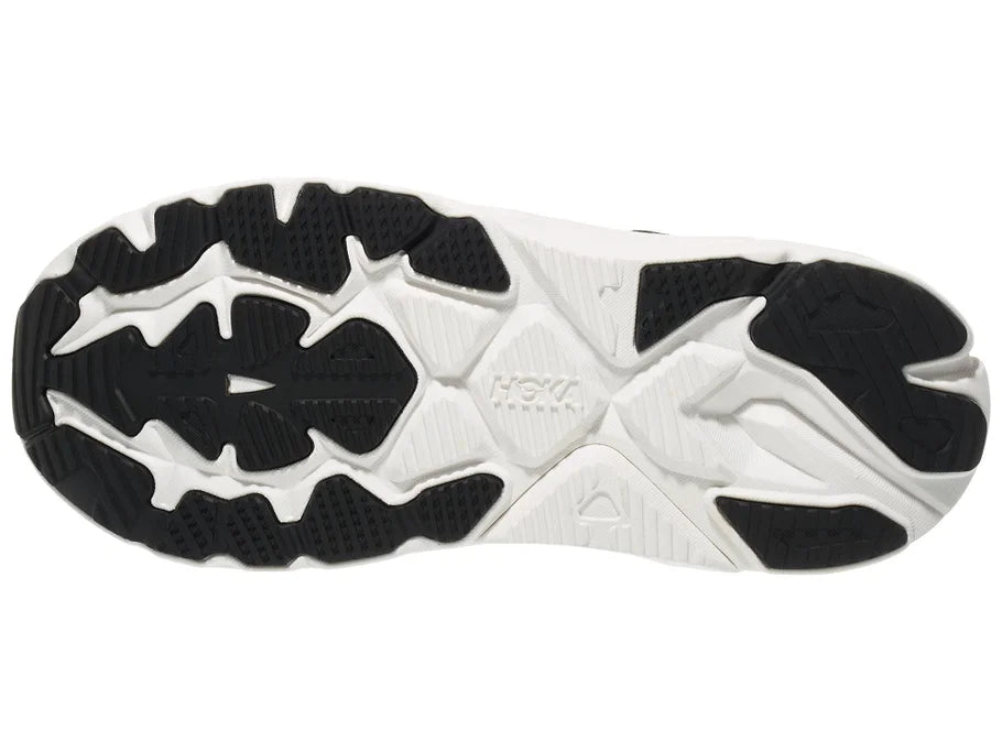 Women's Hoka Arahi 8. Black upper. White midsole. Bottom view.