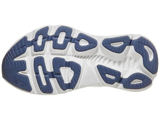 Women's Hoka Gaviota 5. Light Green upper. Green and white midsole. Bottom view.