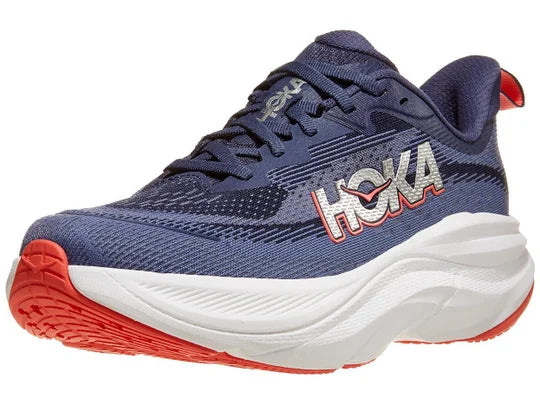 Women's Hoka Skyflow. Purple upper. White midsole. Lateral view. 