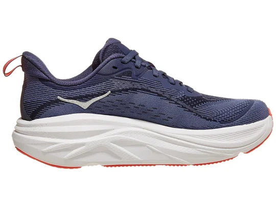 Women's Hoka Skyflow. Purple upper. White midsole. Medial view.