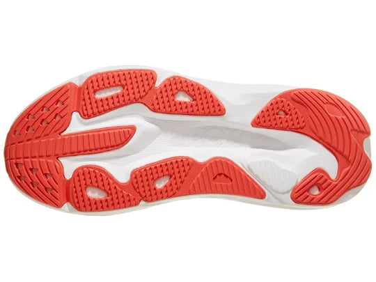 Women's Hoka Skyflow. Purple upper. White midsole. Bottom view.