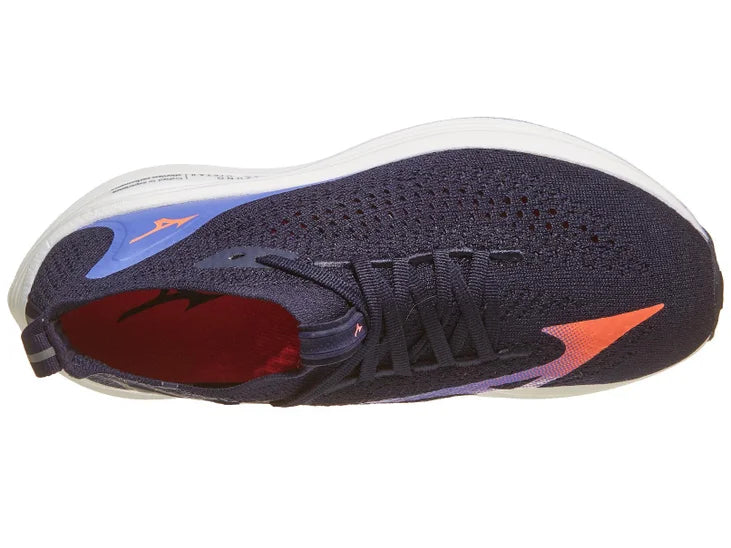 Women's Mizuno Neo Vista 2. Navy upper. White midsole. Top view.