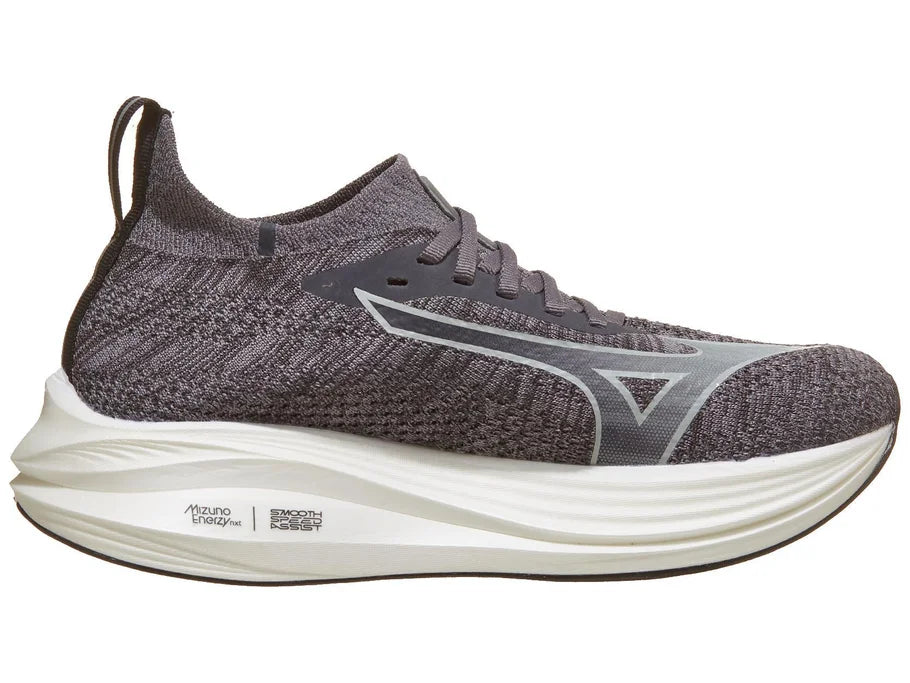 Women's Mizuno Neo Zen. Grey upper. White midsole. Medial view.