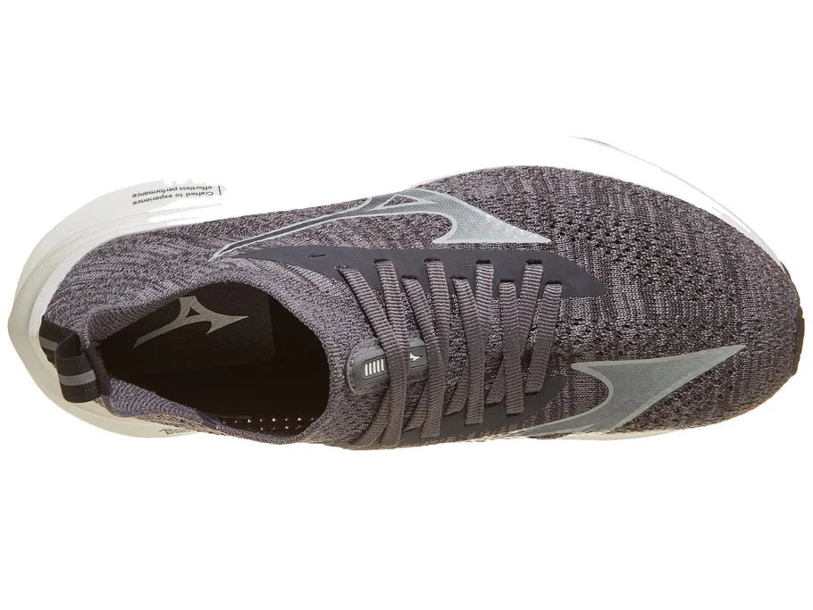 Women's Mizuno Neo Zen. Grey upper. White midsole. Top view.