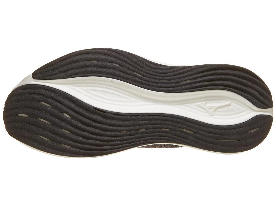 Women's Mizuno Neo Zen. Grey upper. White midsole. Bottom view.