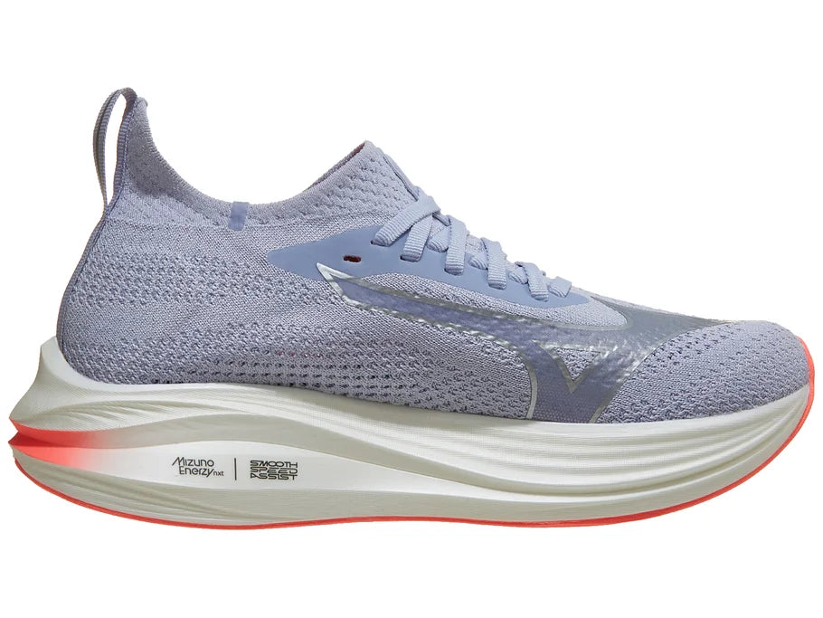 Women's Mizuno Neo Zen. Light Blue upper. White midsole. Medial view.