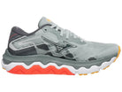 Women's Mizuno Wave Horizon 7 in Grey Mist/White, medial view.