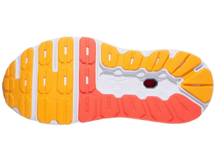 Women's Mizuno Wave Horizon 7. Grey upper. Grey/White midsole. Bottom view.