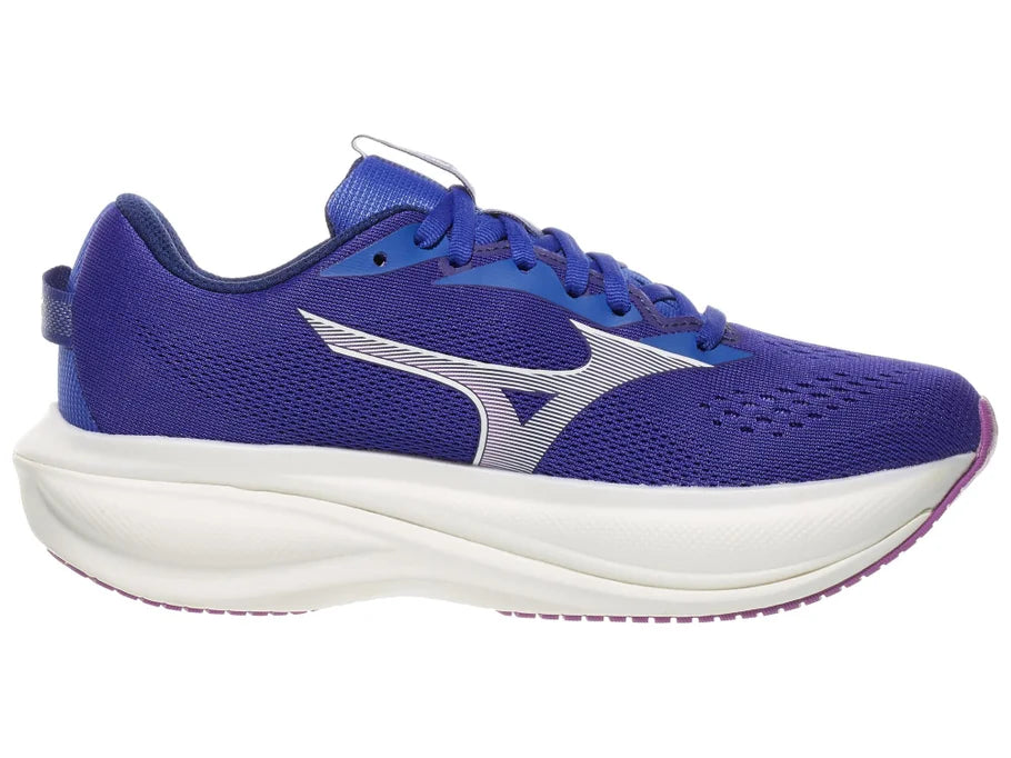 Women's Mizuno Wave Rider 30 in Royal Blue/White, medial view.