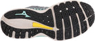Women's Mizuno Wave Sky 4. Grey upper. Green midsole. Bottom view.