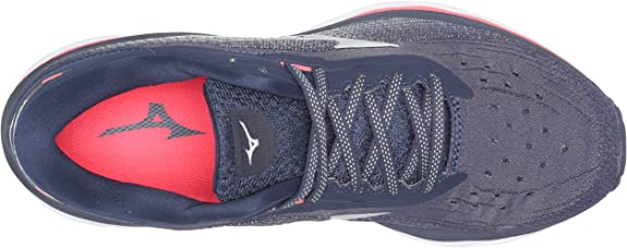 Women's Mizuno Wave Sky 5 in Peacoat, top view.