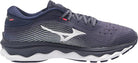 Women's Mizuno Wave Sky 5 in Peacoat, medial view.
