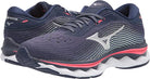 Women's Mizuno Wave Sky 5 in Peacoat, lateral view.