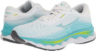Women's Mizuno Wave Sky 5 in White, lateral view.