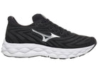 Mizuno Wave Sky 8 women's running shoe in Black/Silver, medial view