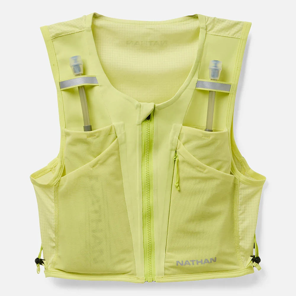 Women's Nathan AeroZip 1 Liter Hydration Race Vest, Light Lime/Reflective Silver.