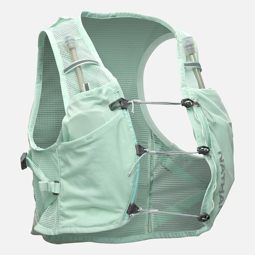 Women's Nathan Breeze 4 Liter Hydration Vest. Mint green. Front view.