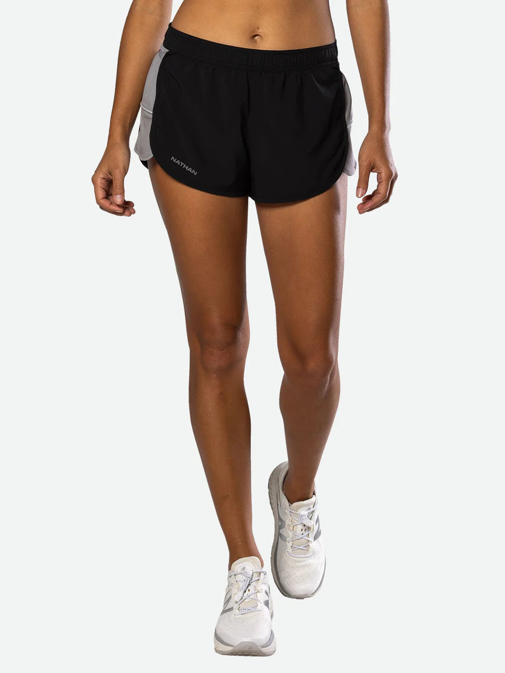 Women's Nathan Essential Sorts 2.0. Black. Front view.