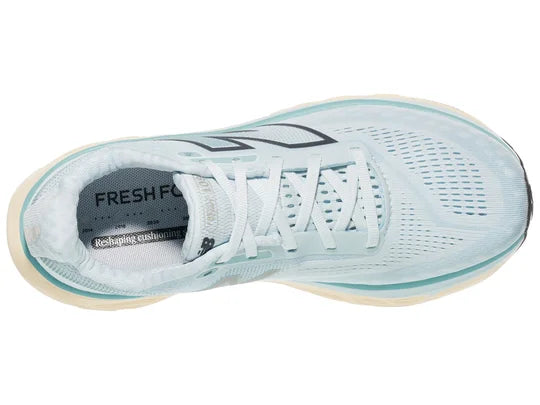 Women's New Balance 1080 v14. Light Blue upper. Off white midsole. Top view.