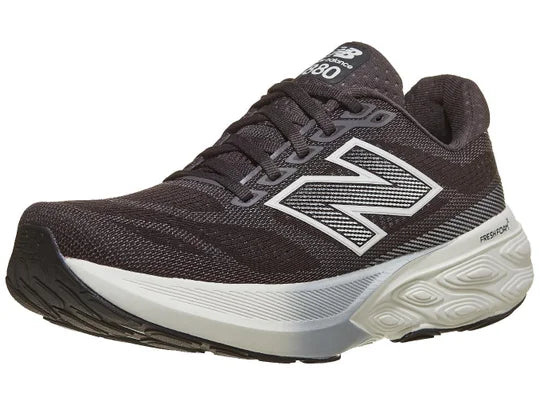 Women's New Balance 80v15. Black upper. White midsole. Lateral view.