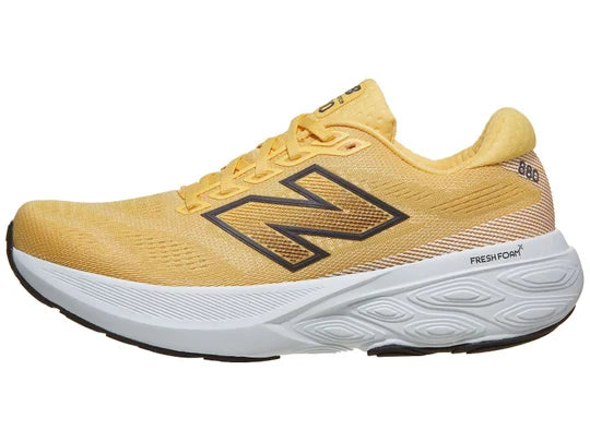 Women's New Balance 880v15. Yellow upper. White midsole. Lateral view.
