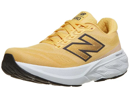Women's New Balance 880v15. Yellow upper. White midsole. Lateral view.