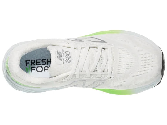 Women's New Balance 880 v15. White upper. White midsole. Top view.