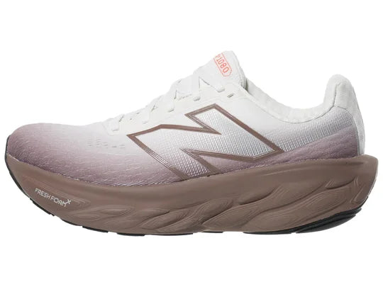 Women's New Balance Fresh Foam X 1080 v14. White/Grey upper. Grey midsole. Lateral view.