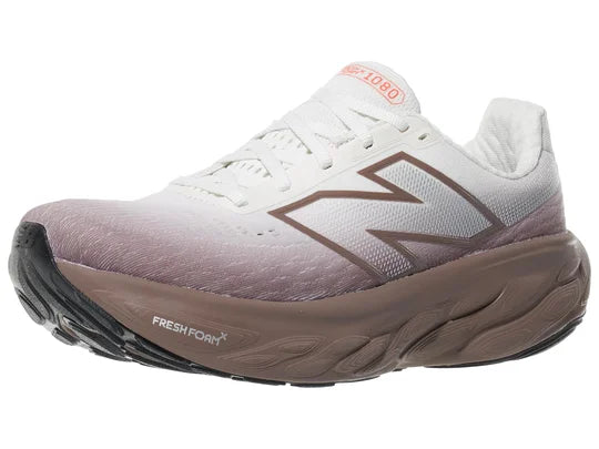 Women's New Balance Fresh Foam X 1080 v14. White/Grey upper. Grey midsole. Lateral view.