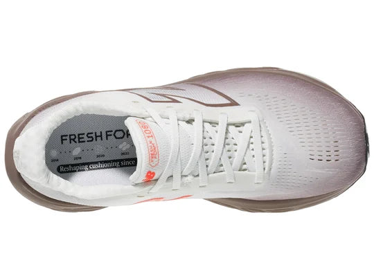 Women's New Balance Fresh Foam X 1080 v14. White/Grey upper. Grey midsole. Top view.