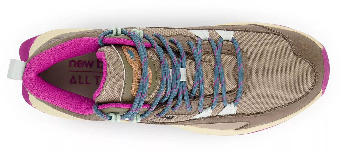 Women's New Balance Fresh Foam X Hierro v1 MID in Grey/Brown/Magenta — top view