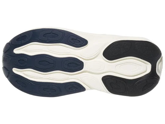 Women's New Balance More v5. Off White upper. White midsole. Bottom view.