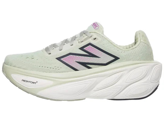 Women's New Balance Fresh Foam X More v5 in Natural Mint/Purple Fuchsia/Black — side profile