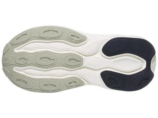 Women's New Balance Fresh Foam X More v5 in Natural Mint/Purple Fuchsia/Black — outsole view