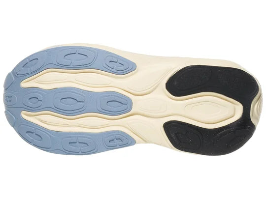 Women's New Balance More v5. Light Purple upper. Off White midsole. Bottom view.