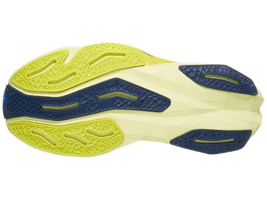 Women's New Balance FuelCell Rebel v4 in Spice Blue/Limelight/Blue Oasis — outsole view