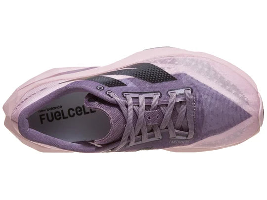 Women's New Balance FuelCell Rebel v4. Purple upper. Purple midsole. Top view.