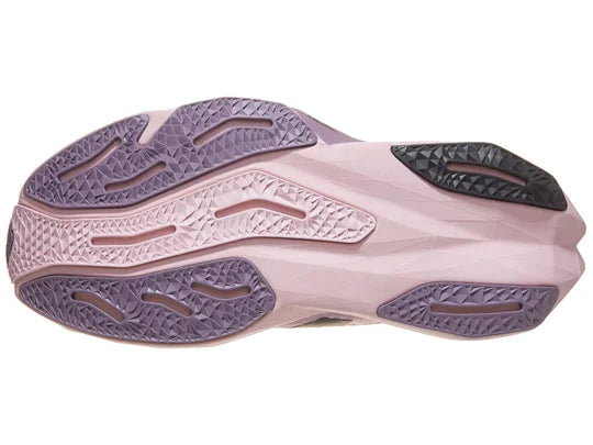 Women's New Balance FuelCell Rebel v4. Purple upper. Purple midsole. Bottom view.