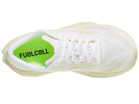 Women's New Balance FuelCell Rebel v4 in White/Linen/Sea Salt — top view